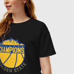 Женская футболка хлопок Oversize Champions Golden State - фото 2