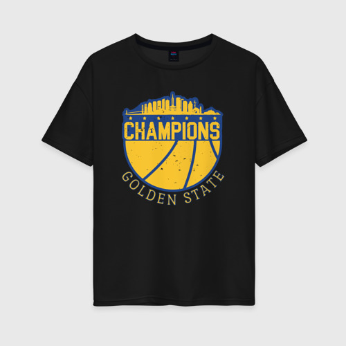 Женская футболка хлопок Oversize с принтом Champions Golden State, вид спереди #2