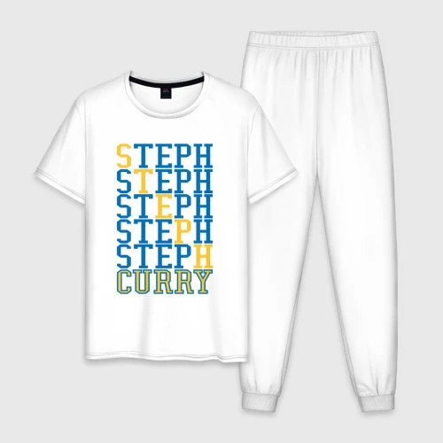 Мужская пижама с белой футболкой хлопок Steph Curry