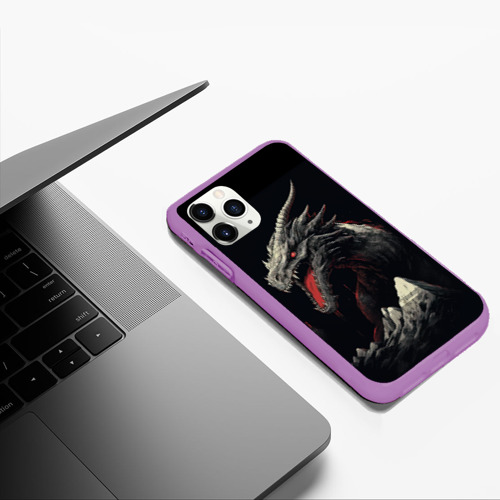 Чехол для iPhone 11 Pro Max матовый с принтом Дракон морозных узоров, фото #5