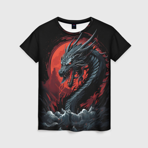 Женская футболка 3D с принтом Дракон праздничных огней 2024, вид спереди #2