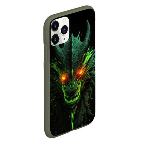 Чехол для iPhone 11 Pro матовый Дракон сверкающих елей, цвет темно-зеленый - фото 3