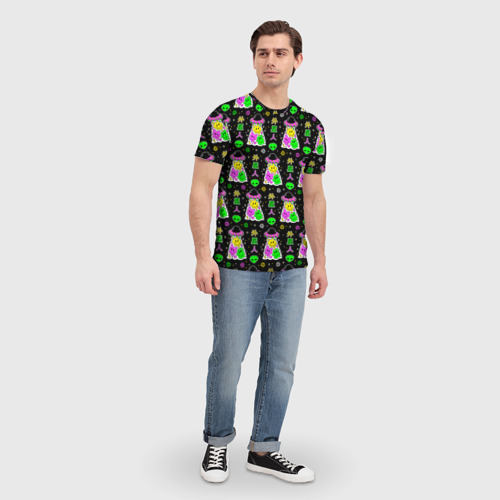 Мужская футболка 3D Цветные инопланетные существа, цвет 3D печать - фото 5