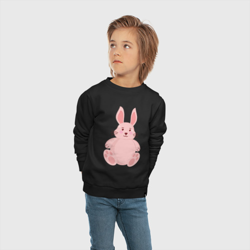 Детский свитшот хлопок Розовый зайчонок, цвет черный - фото 5