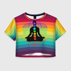 Женская футболка Crop-top 3D Символ кундалини йоги - чакры исцеления