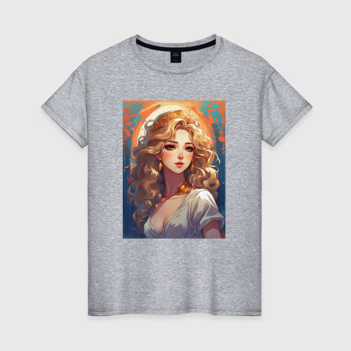 Женская футболка хлопок с принтом Аниме Афродита, вид спереди #2