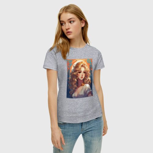 Женская футболка хлопок с принтом Аниме Афродита, фото на моделе #1