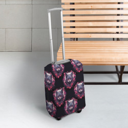 Чехол для чемодана 3D Паттерн с волками и сердечками - фото 2