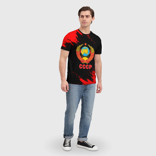 Мужская футболка 3D СССР красные краски, цвет 3D печать - фото 5