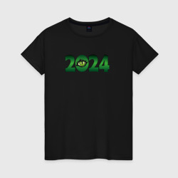Женская футболка хлопок Взгляд дракона  2024