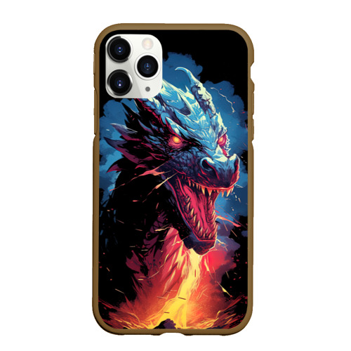 Чехол для iPhone 11 Pro матовый Дракон зимнего волшебства 2024, цвет коричневый