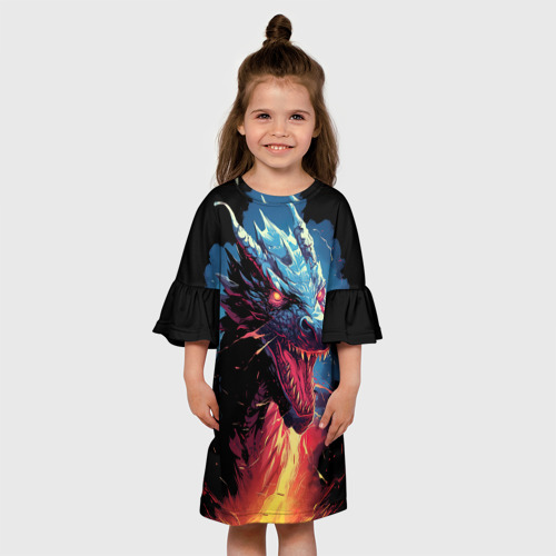 Детское платье 3D Дракон зимнего волшебства 2024, цвет 3D печать - фото 4