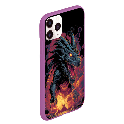 Чехол для iPhone 11 Pro Max матовый Дракон серебряных морозов 2024, цвет фиолетовый - фото 3