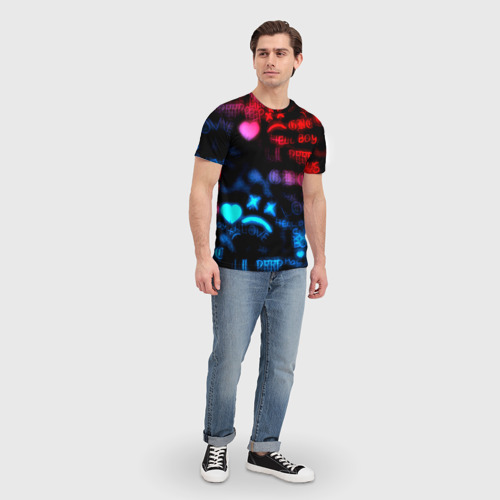Мужская футболка 3D Lil peep neon rap music, цвет 3D печать - фото 5