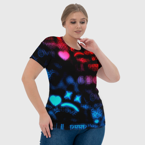 Женская футболка 3D Lil peep neon rap music, цвет 3D печать - фото 6