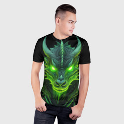 Мужская футболка 3D Slim Светящийся дракон 2024 - фото 2