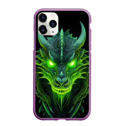 Чехол для iPhone 11 Pro Max матовый Светящийся дракон 2024