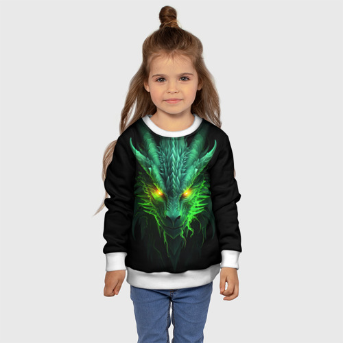 Детский свитшот 3D Светящийся зеленый дракон  2024, цвет 3D печать - фото 7