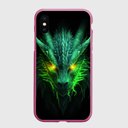 Чехол для iPhone XS Max матовый Светящийся зеленый дракон  2024
