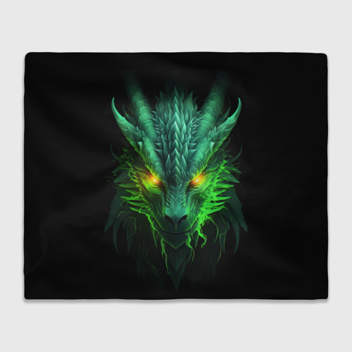Плед 3D Светящийся зеленый дракон  2024, цвет 3D (велсофт)