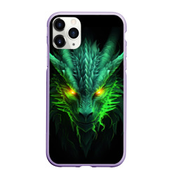 Чехол для iPhone 11 Pro матовый Светящийся зеленый дракон  2024
