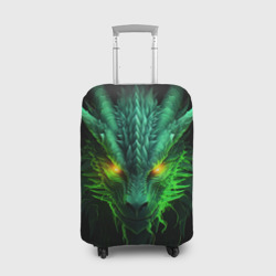 Чехол для чемодана 3D Светящийся зеленый дракон  2024