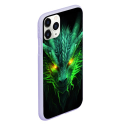 Чехол для iPhone 11 Pro матовый Светящийся зеленый дракон  2024 - фото 2