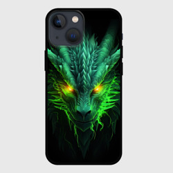 Чехол для iPhone 13 mini Светящийся зеленый дракон  2024