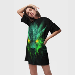 Платье-футболка 3D Светящийся зеленый дракон  2024 - фото 2