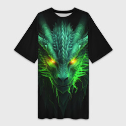 Платье-футболка 3D Светящийся зеленый дракон  2024