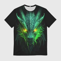 Мужская футболка 3D Светящийся зеленый дракон 2024