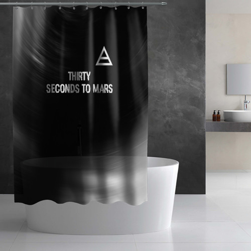 Штора 3D для ванной Thirty Seconds to Mars glitch на темном фоне посередине - фото 2