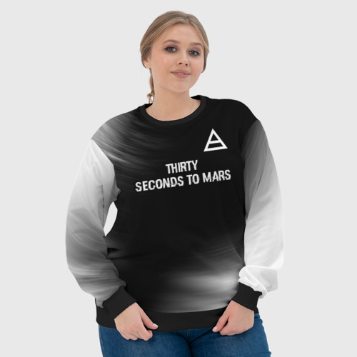 Женский свитшот 3D Thirty Seconds to Mars glitch на темном фоне посередине, цвет 3D печать - фото 6