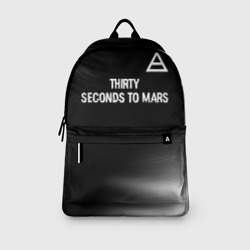 Рюкзак с принтом Thirty Seconds to Mars glitch на темном фоне посередине для любого человека, вид спереди №3. Цвет основы: белый
