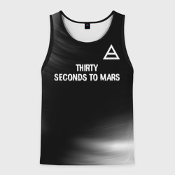 Мужская майка 3D Thirty Seconds to Mars glitch на темном фоне посередине