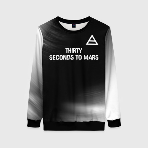 Женский свитшот 3D Thirty Seconds to Mars glitch на темном фоне посередине, цвет 3D печать