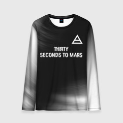 Мужской лонгслив 3D Thirty Seconds to Mars glitch на темном фоне посередине