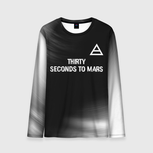 Мужской лонгслив 3D Thirty Seconds to Mars glitch на темном фоне посередине, цвет 3D печать