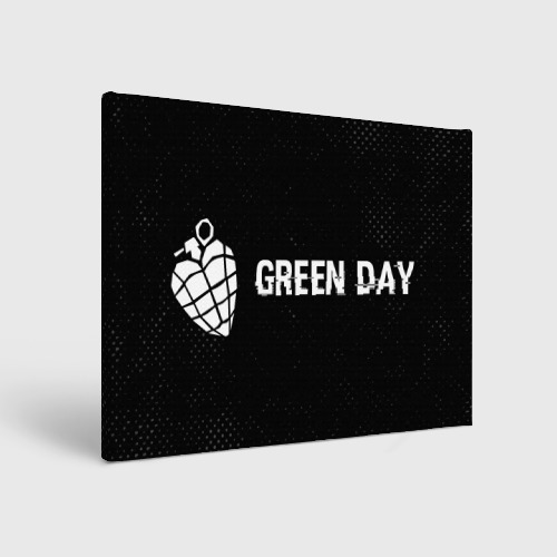 Холст прямоугольный Green Day glitch на темном фоне по-горизонтали, цвет 3D печать