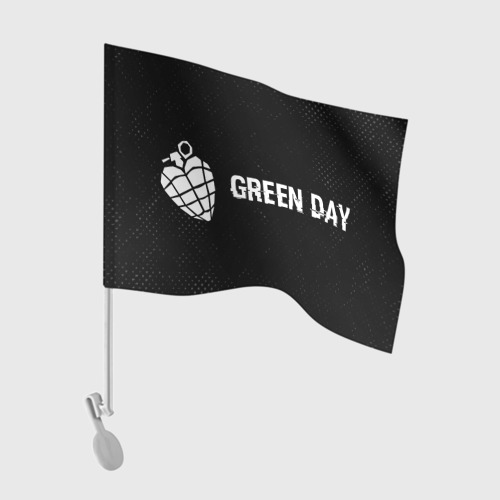 Флаг для автомобиля Green Day glitch на темном фоне по-горизонтали