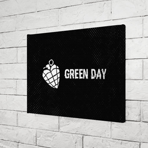 Холст прямоугольный Green Day glitch на темном фоне по-горизонтали, цвет 3D печать - фото 3