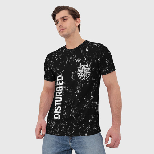 Мужская футболка 3D Disturbed glitch на темном фоне вертикально, цвет 3D печать - фото 3
