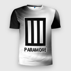 Мужская футболка 3D Slim Paramore glitch на светлом фоне