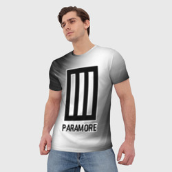 Мужская футболка 3D Paramore glitch на светлом фоне - фото 2