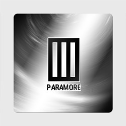 Магнит виниловый Квадрат Paramore glitch на светлом фоне