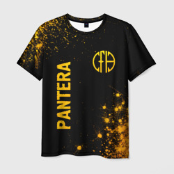 Мужская футболка 3D Pantera - gold gradient вертикально