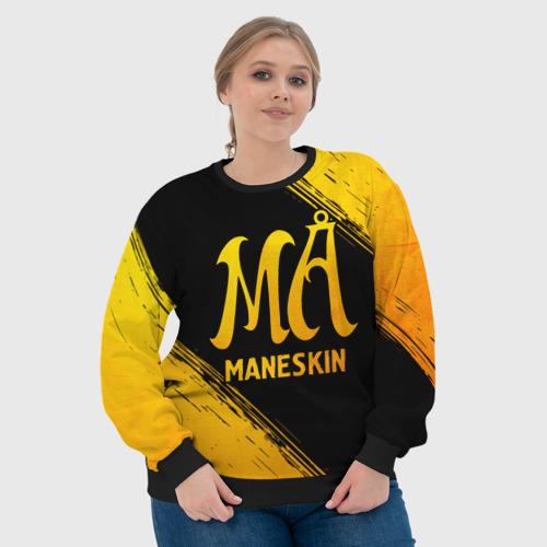 Женский свитшот 3D Maneskin - gold gradient, цвет 3D печать - фото 6