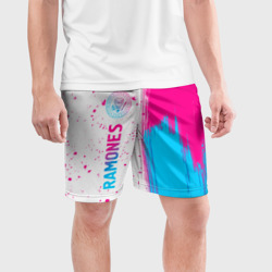 Мужские шорты спортивные Ramones neon gradient style по-вертикали - фото 2