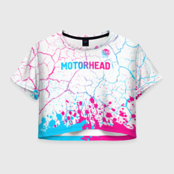 Женская футболка Crop-top 3D Motorhead neon gradient style посередине