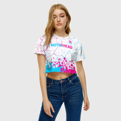 Женская футболка Crop-top 3D Motorhead neon gradient style посередине - фото 2